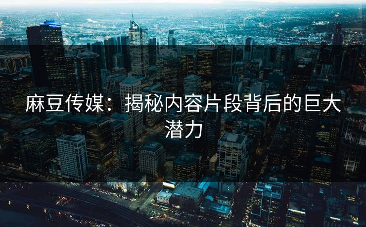 麻豆传媒：揭秘内容片段背后的巨大潜力  第1张