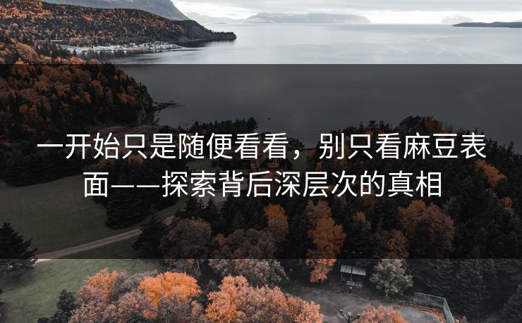 一开始只是随便看看，别只看麻豆表面——探索背后深层次的真相  第1张