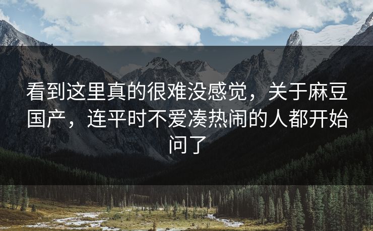 看到这里真的很难没感觉,关于麻豆国产,连平时不爱凑热闹的人都开始问了 第1张 看到这里真的很难没感觉,关于麻豆国产,连平时不爱凑热闹的人都开始问了 第1张