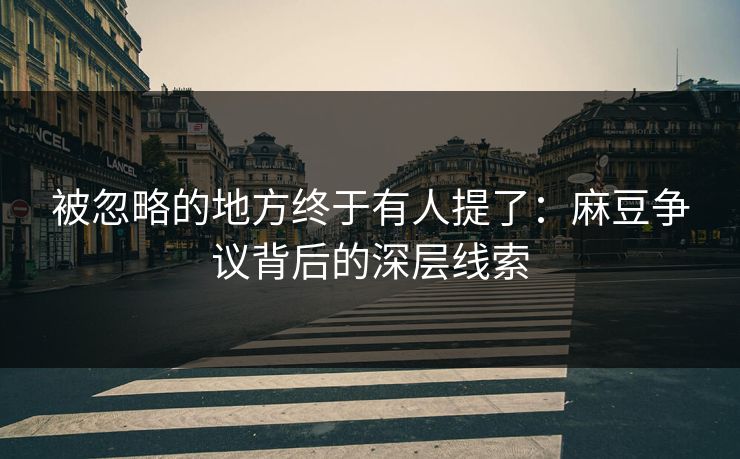 被忽略的地方终于有人提了:麻豆争议背后的深层线索 第1张 被忽略的地方终于有人提了:麻豆争议背后的深层线索 第1张