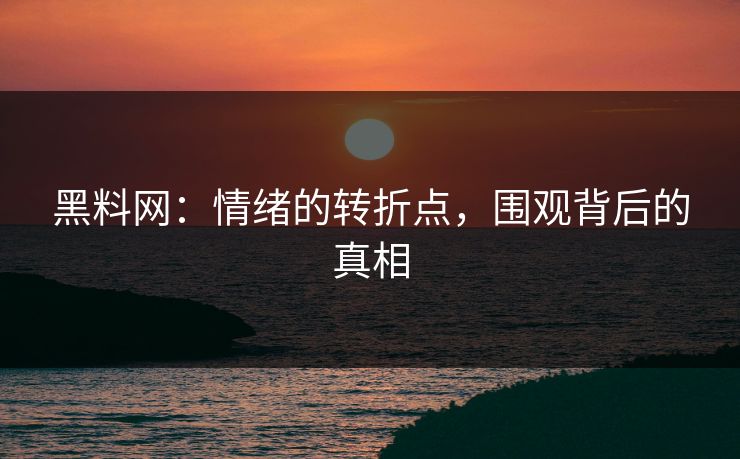 黑料网:情绪的转折点,围观背后的真相 第1张 黑料网:情绪的转折点,围观背后的真相 第1张
