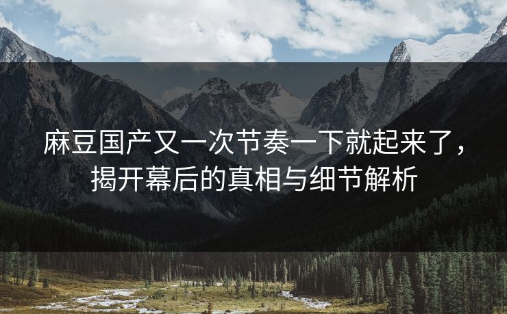 麻豆国产又一次节奏一下就起来了，揭开幕后的真相与细节解析  第1张