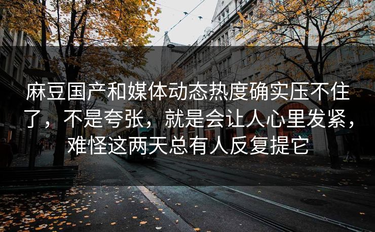 麻豆国产和媒体动态热度确实压不住了,不是夸张,就是会让人心里发紧,难怪这两天总有人反复提它 第1张 麻豆国产和媒体动态热度确实压不住了,不是夸张,就是会让人心里发紧,难怪这两天总有人反复提它 第1张