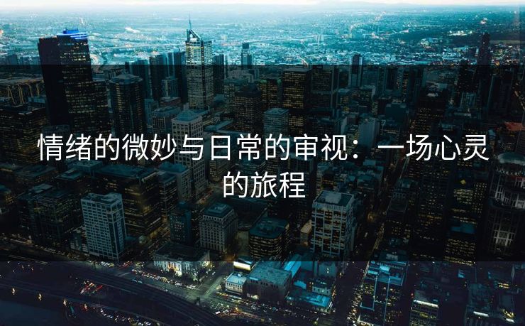 情绪的微妙与日常的审视:一场心灵的旅程 第1张 情绪的微妙与日常的审视:一场心灵的旅程 第1张