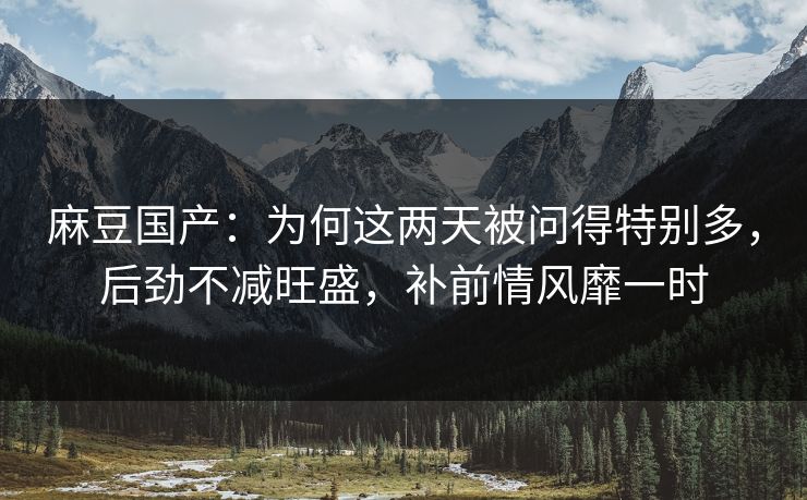 麻豆国产：为何这两天被问得特别多，后劲不减旺盛，补前情风靡一时  第1张