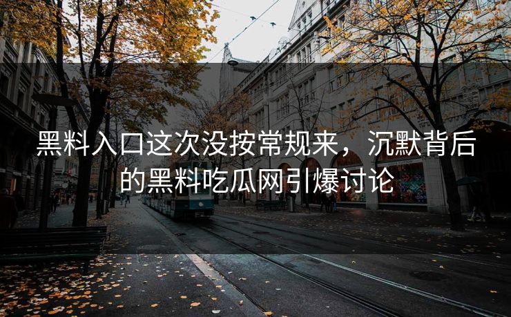 黑料入口这次没按常规来，沉默背后的黑料吃瓜网引爆讨论  第1张