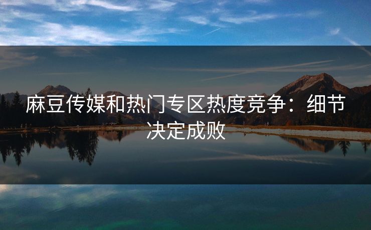 麻豆传媒和热门专区热度竞争：细节决定成败  第1张