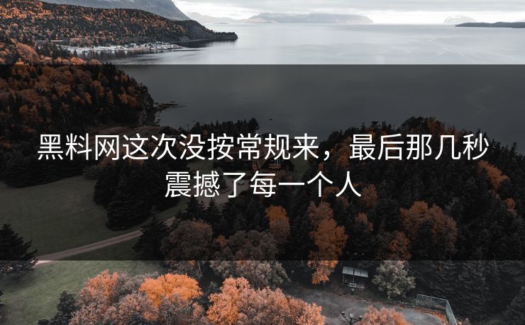 黑料网这次没按常规来,最后那几秒震撼了每一个人 第1张 黑料网这次没按常规来,最后那几秒震撼了每一个人 第1张
