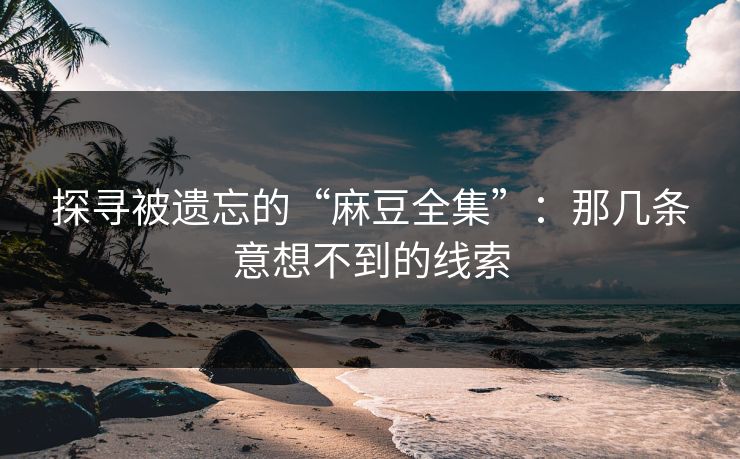 探寻被遗忘的“麻豆全集”：那几条意想不到的线索  第1张